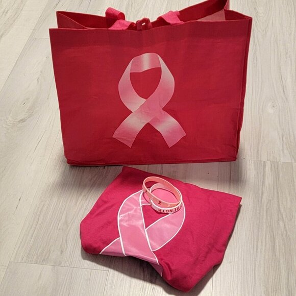 Pink Ribbon Breast Cancer 12 Piece Collection Tee Shrt Bracelets - Picture 14 of 14